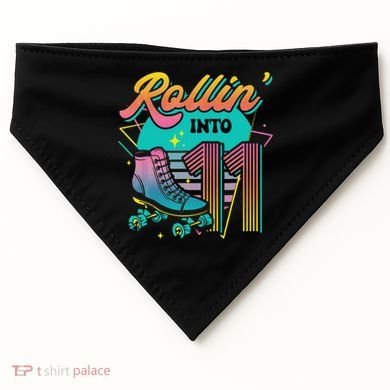 Roller Skate 11th Birthday Party Rolling into 11 Retro  USA-Made Doggie Bandana