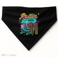 Roller Skate 11th Birthday Party Rolling into 11 Retro  USA-Made Doggie Bandana thumb 0