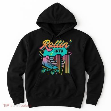 Roller Skate 11th Birthday Party Rolling into 11 Retro  Hoodie
