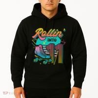 Roller Skate 11th Birthday Party Rolling into 11 Retro  Hoodie thumb 2