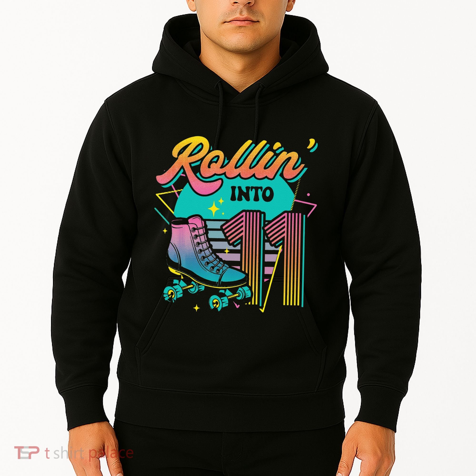 Roller Skate 11th Birthday Party Rolling into 11 Retro  Hoodie