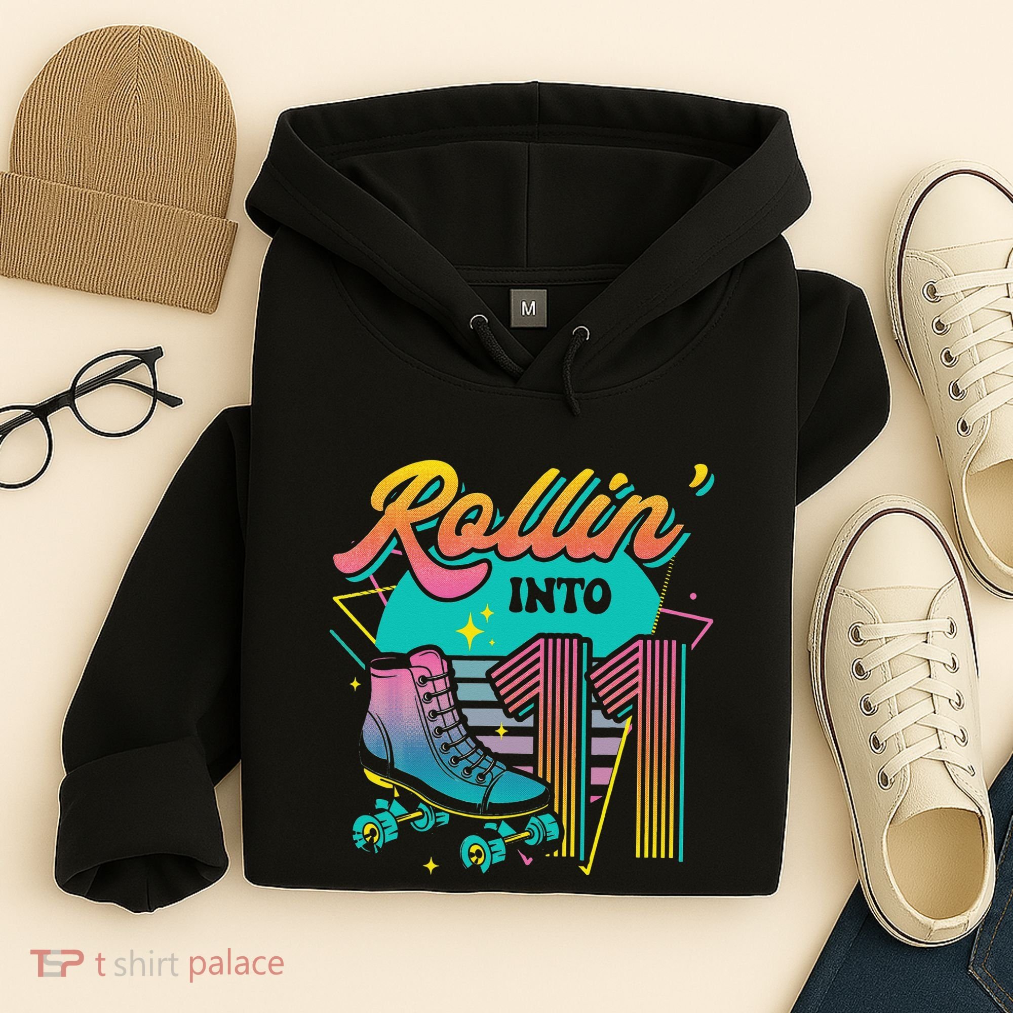Roller Skate 11th Birthday Party Rolling into 11 Retro  Hoodie