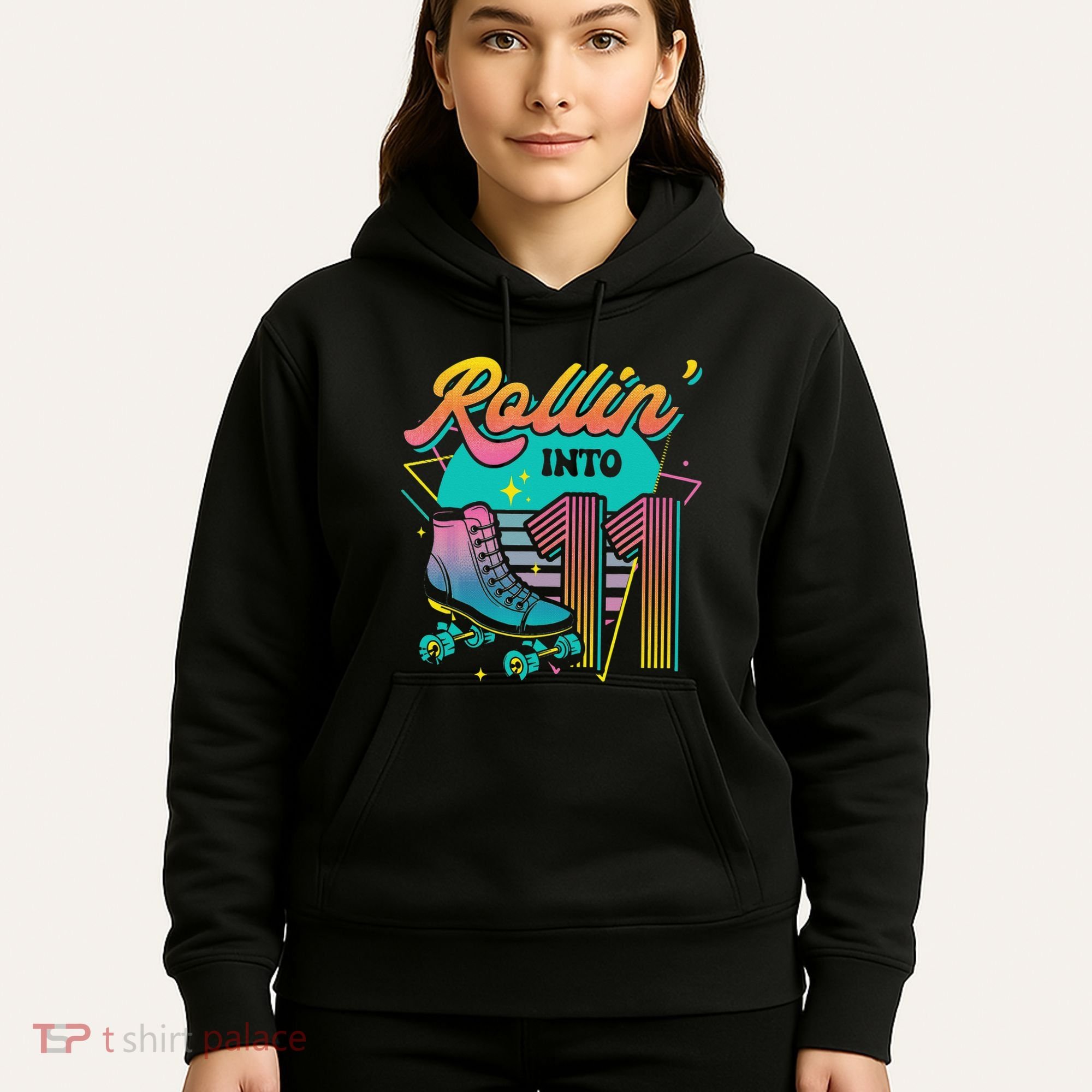 Roller Skate 11th Birthday Party Rolling into 11 Retro  Hoodie