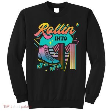 Roller Skate 11th Birthday Party Rolling into 11 Retro  Sweatshirt