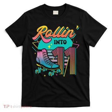 Roller Skate 11th Birthday Party Rolling into 11 Retro  T-Shirt