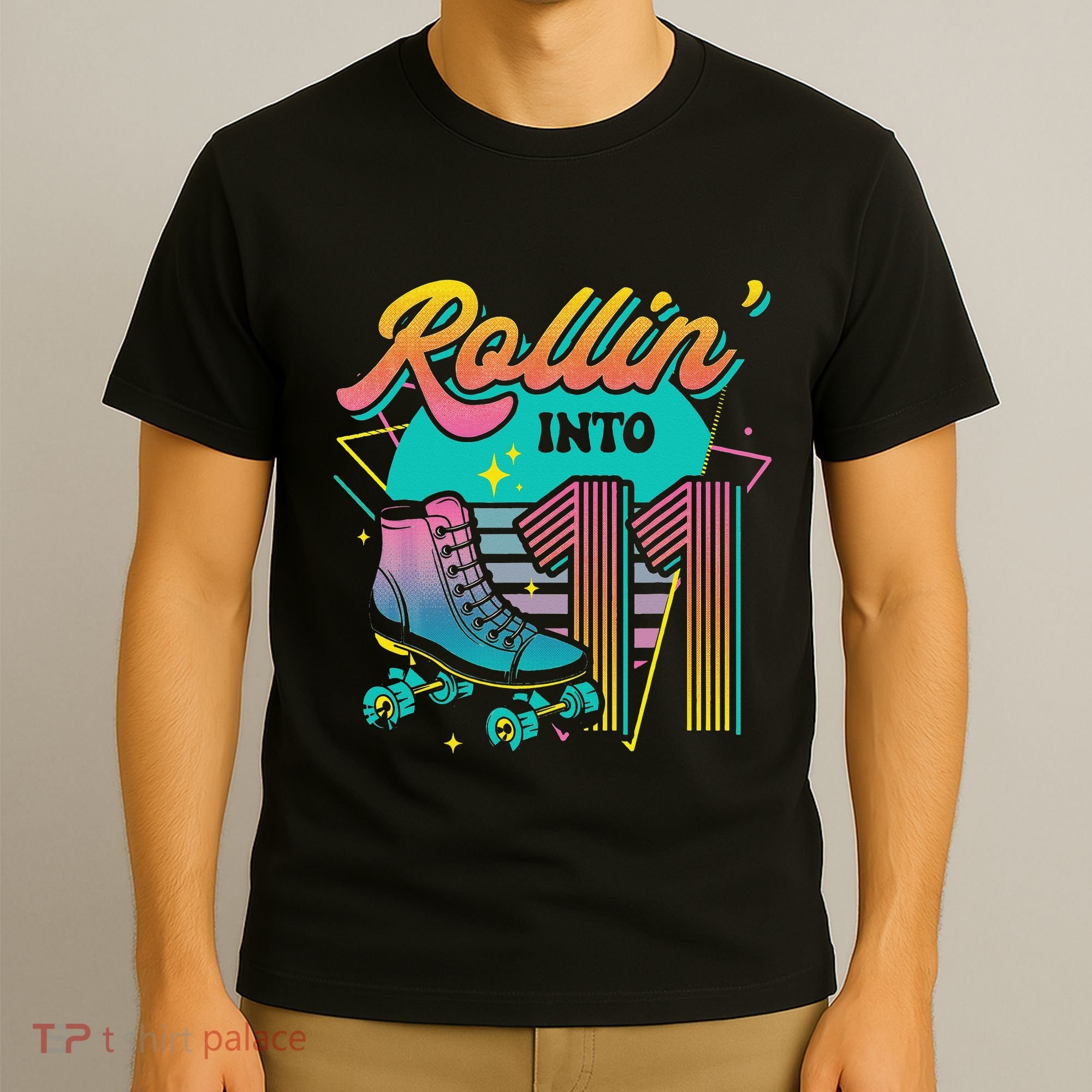 Roller Skate 11th Birthday Party Rolling into 11 Retro  T-Shirt