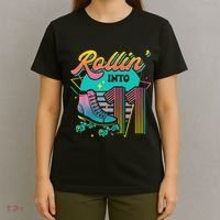 Roller Skate 11th Birthday Party Rolling into 11 Retro  T-Shirt thumb 4