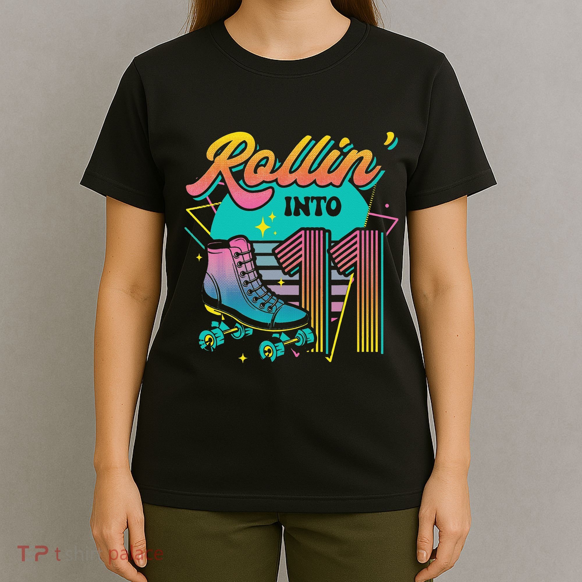 Roller Skate 11th Birthday Party Rolling into 11 Retro  T-Shirt