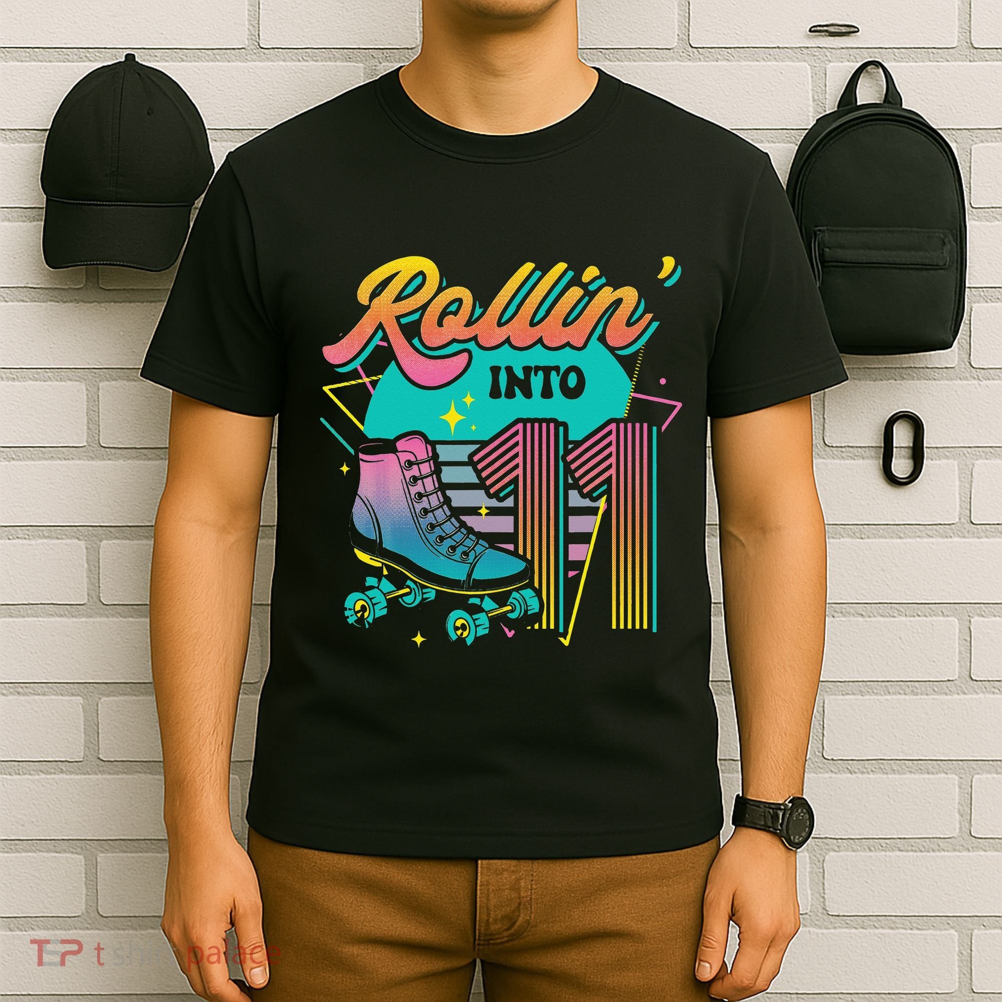 Roller Skate 11th Birthday Party Rolling into 11 Retro  T-Shirt