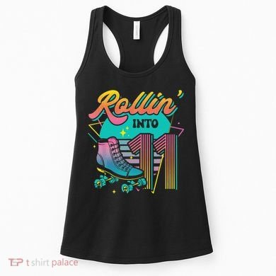 Roller Skate 11th Birthday Party Rolling into 11 Retro  Women's Tank Top