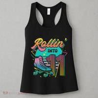 Roller Skate 11th Birthday Party Rolling into 11 Retro  Women's Tank Top thumb 3