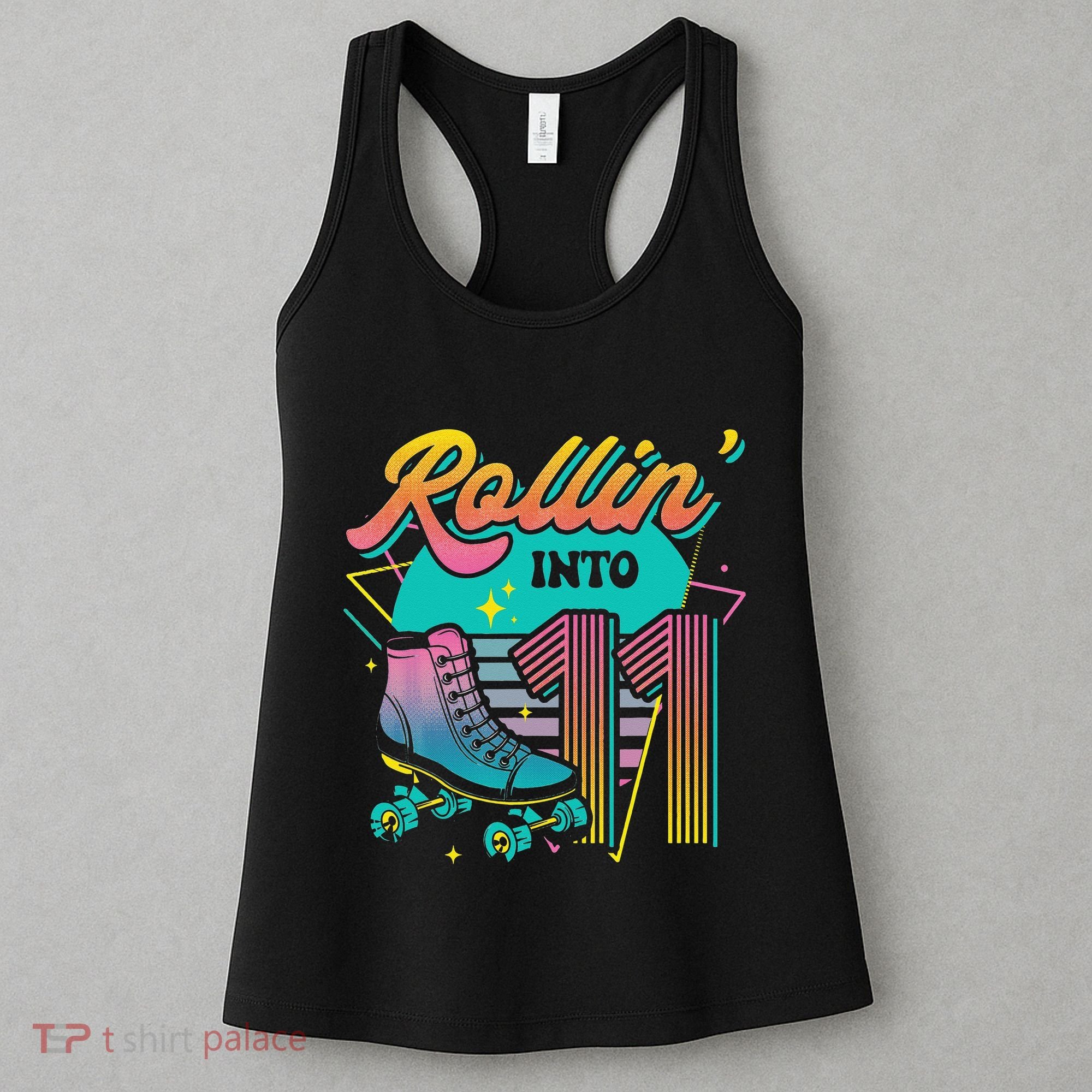 Roller Skate 11th Birthday Party Rolling into 11 Retro  Women's Tank Top