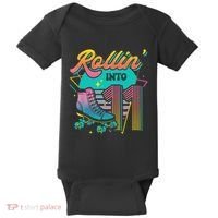 Roller Skate 11th Birthday Party Rolling into 11 Retro  Baby Bodysuit thumb 0