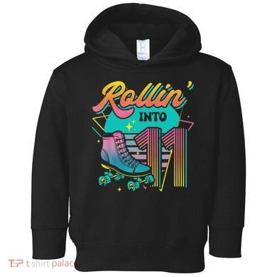 Roller Skate 11th Birthday Party Rolling into 11 Retro  Toddler Hoodie