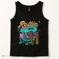 Roller Skate 11th Birthday Party Rolling into 11 Retro  Tank Top thumb 2