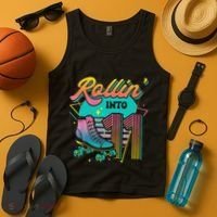 Roller Skate 11th Birthday Party Rolling into 11 Retro  Tank Top thumb 4