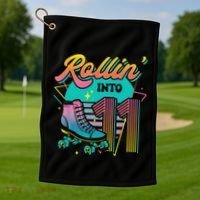 Roller Skate 11th Birthday Party Rolling into 11 Retro  Golf Towel thumb 1
