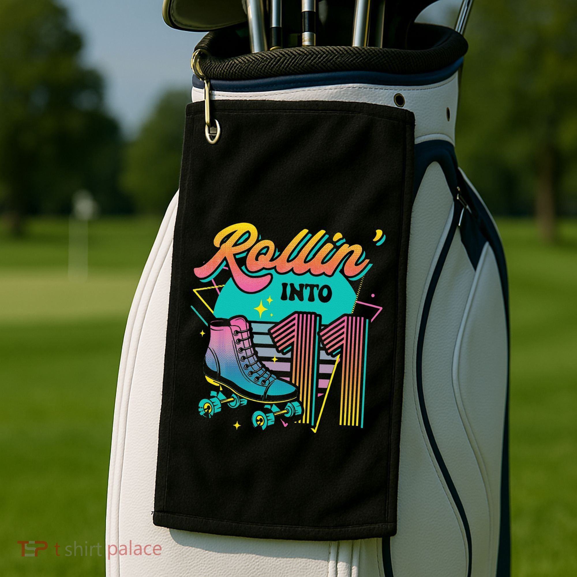 Roller Skate 11th Birthday Party Rolling into 11 Retro  Golf Towel