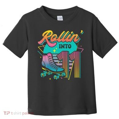 Roller Skate 11th Birthday Party Rolling into 11 Retro  Toddler T-Shirt