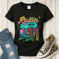 Roller Skate 11th Birthday Party Rolling into 11 Retro  Women's T-Shirt thumb 3