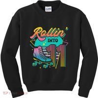 Roller Skate 11th Birthday Party Rolling into 11 Retro  Kids Sweatshirt thumb 0