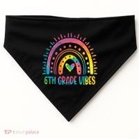 Rainbow Sixth 6Th Grade Vibes Back To School Tie Dye Gift USA-Made Doggie Bandana thumb 0