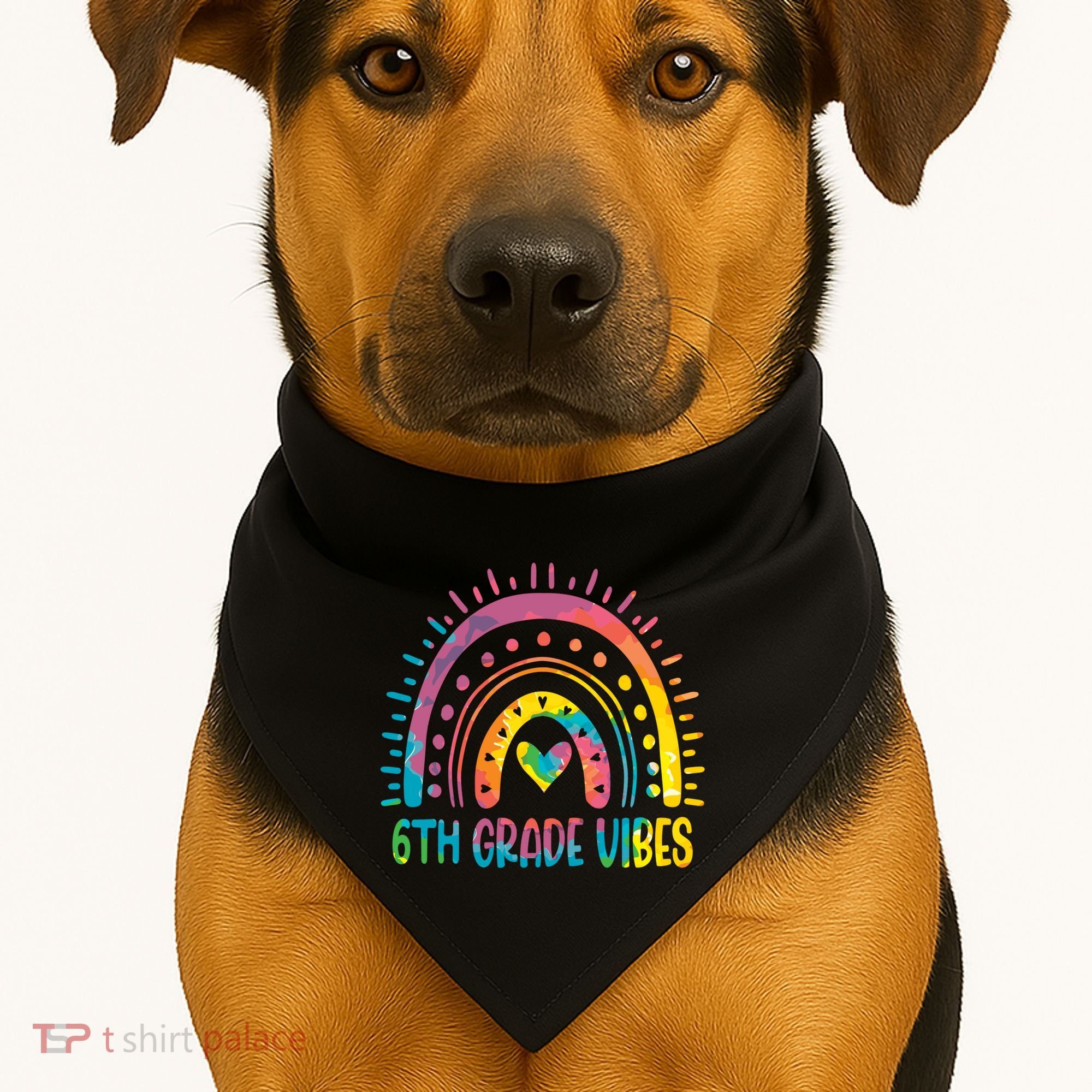 Rainbow Sixth 6Th Grade Vibes Back To School Tie Dye Gift USA-Made Doggie Bandana