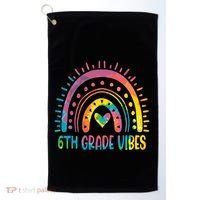 Rainbow Sixth 6Th Grade Vibes Back To School Tie Dye Gift Golf Towel thumb 0