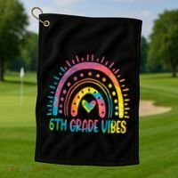 Rainbow Sixth 6Th Grade Vibes Back To School Tie Dye Gift Golf Towel thumb 1