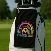 Rainbow Sixth 6Th Grade Vibes Back To School Tie Dye Gift Golf Towel thumb 2