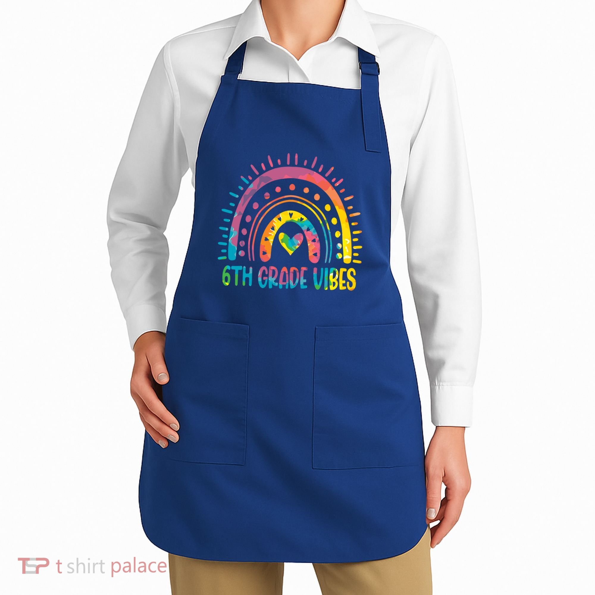Rainbow Sixth 6Th Grade Vibes Back To School Tie Dye Gift Apron