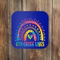 Rainbow Sixth 6Th Grade Vibes Back To School Tie Dye Gift Coaster thumb 0