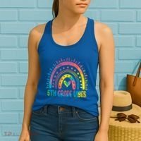 Rainbow Sixth 6Th Grade Vibes Back To School Tie Dye Gift Women's Tank Top thumb 2