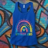 Rainbow Sixth 6Th Grade Vibes Back To School Tie Dye Gift Women's Tank Top thumb 3