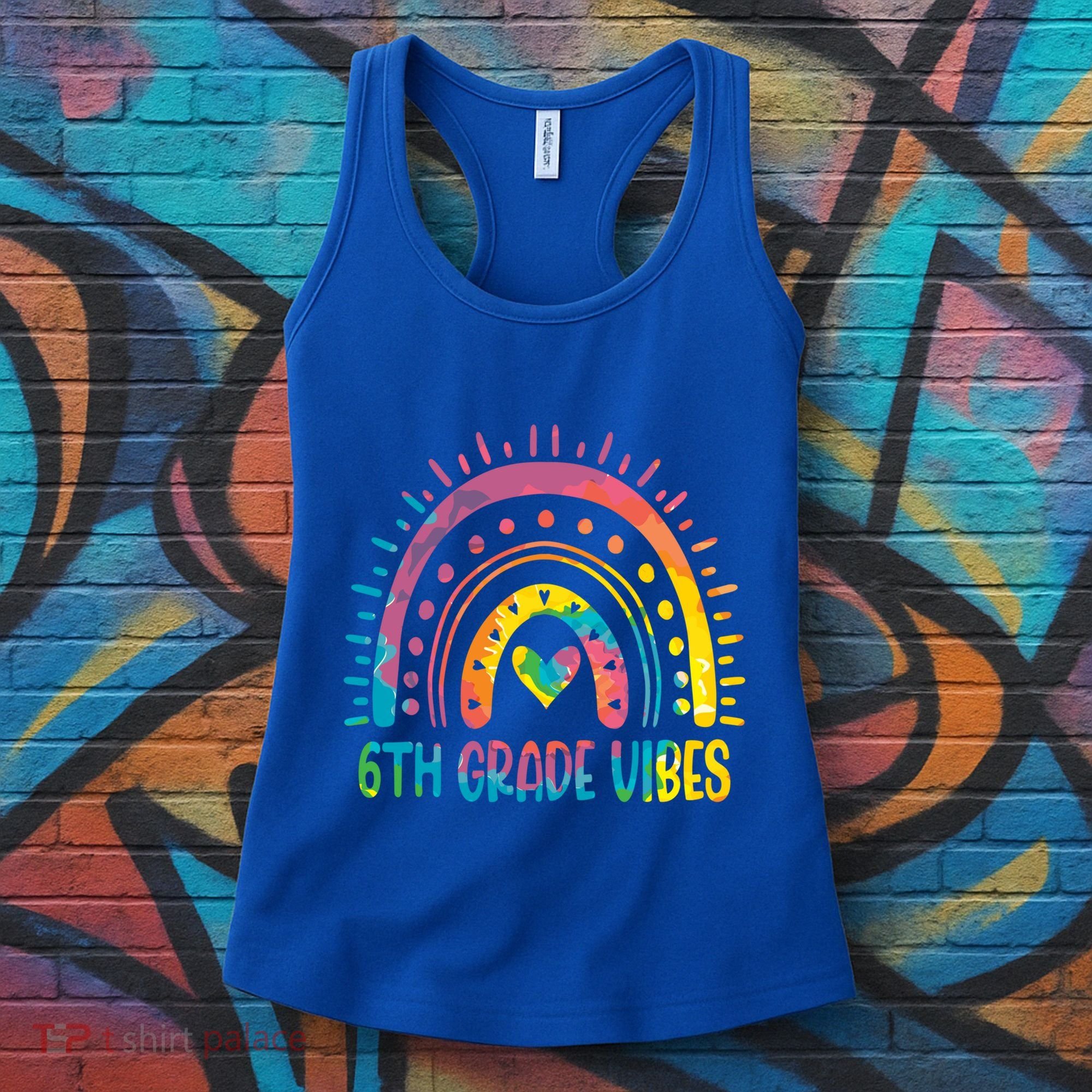 Rainbow Sixth 6Th Grade Vibes Back To School Tie Dye Gift Women's Tank Top