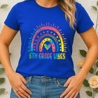 Rainbow Sixth 6Th Grade Vibes Back To School Tie Dye Gift Women's T-Shirt thumb 2