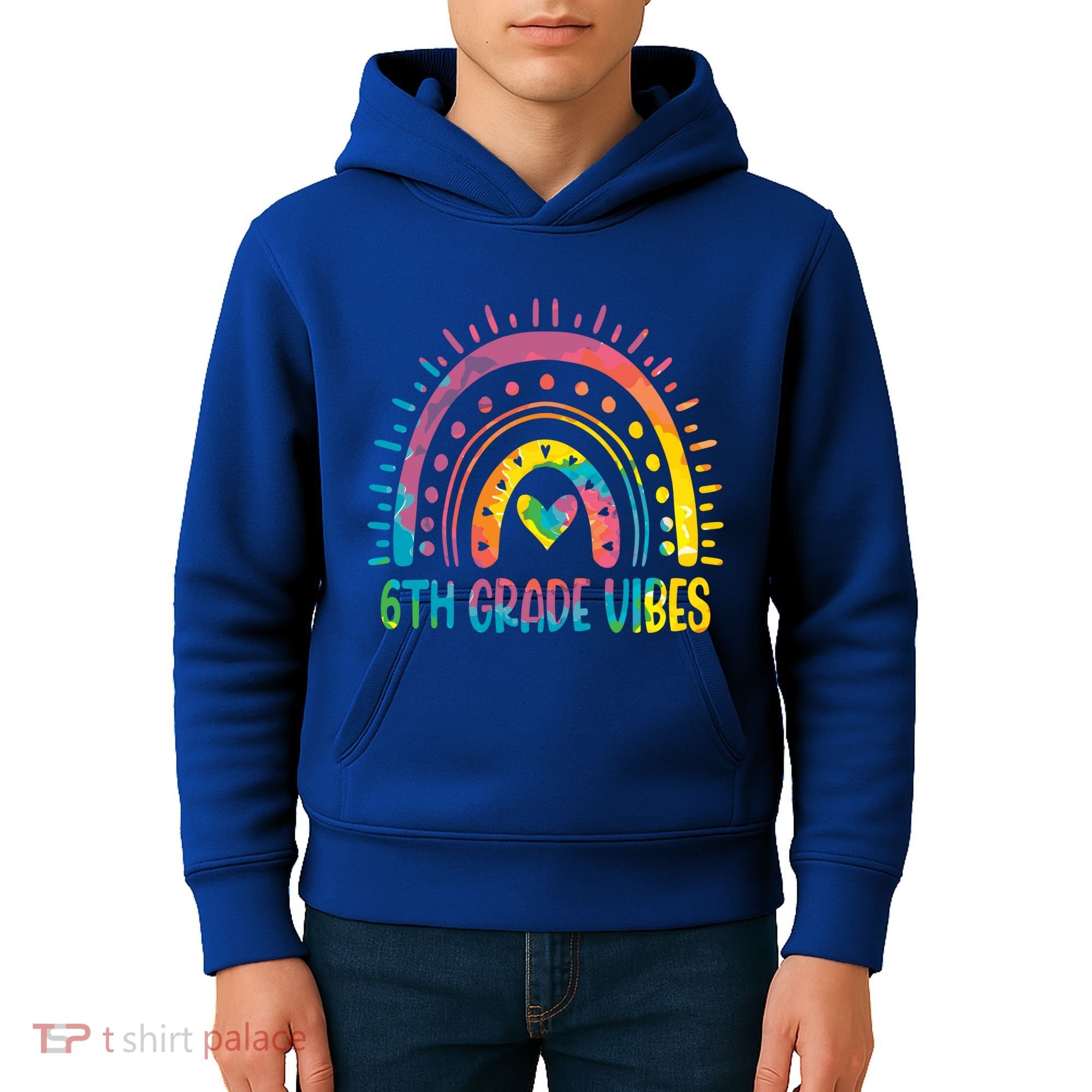 Rainbow Sixth 6Th Grade Vibes Back To School Tie Dye Gift Kids Hoodie