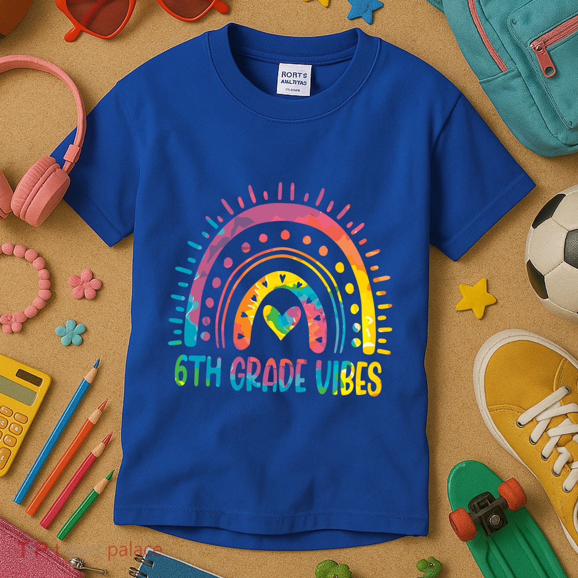 Rainbow Sixth 6Th Grade Vibes Back To School Tie Dye Gift Kids T-Shirt