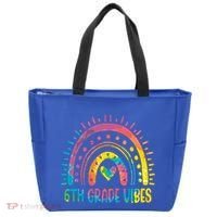 Rainbow Sixth 6Th Grade Vibes Back To School Tie Dye Gift Tote Bag thumb 0