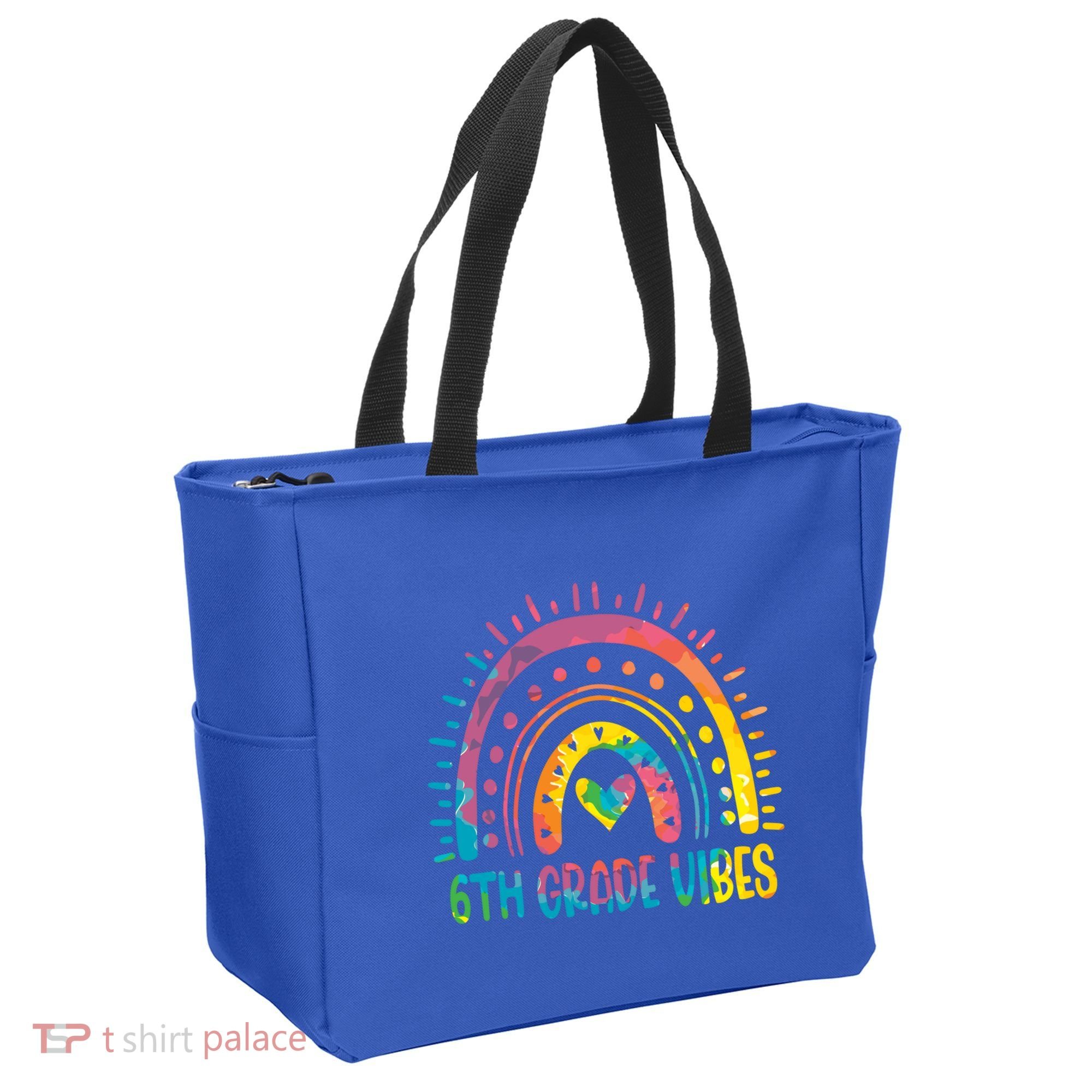 Rainbow Sixth 6Th Grade Vibes Back To School Tie Dye Gift Tote Bag