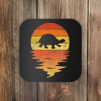 Retro Sunset 70s Vintage Turtle Coaster