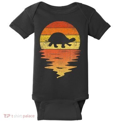 Retro Sunset 70s Vintage Turtle Baby Bodysuit