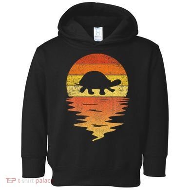 Retro Sunset 70s Vintage Turtle Toddler Hoodie