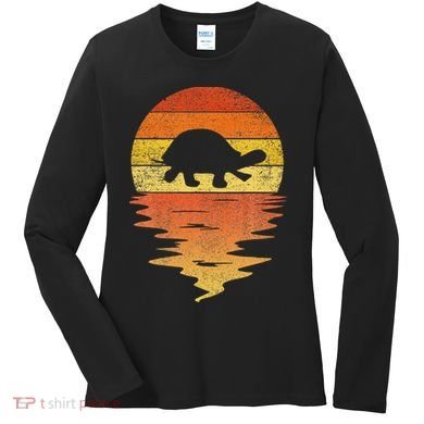 Retro Sunset 70s Vintage Turtle Women's Long Sleeve Shirt