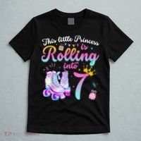 Roller Skate 7th Birthday Shirt 7 Year Old Girl Party Outfit T-Shirt thumb 5