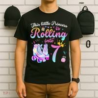 Roller Skate 7th Birthday Shirt 7 Year Old Girl Party Outfit T-Shirt thumb 6