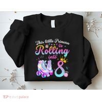 Roller Skate 8th Birthday 8 Year Old Girl Party Outfit Sweatshirt thumb 2