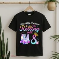Roller Skate 8th Birthday 8 Year Old Girl Party Outfit T-Shirt thumb 2