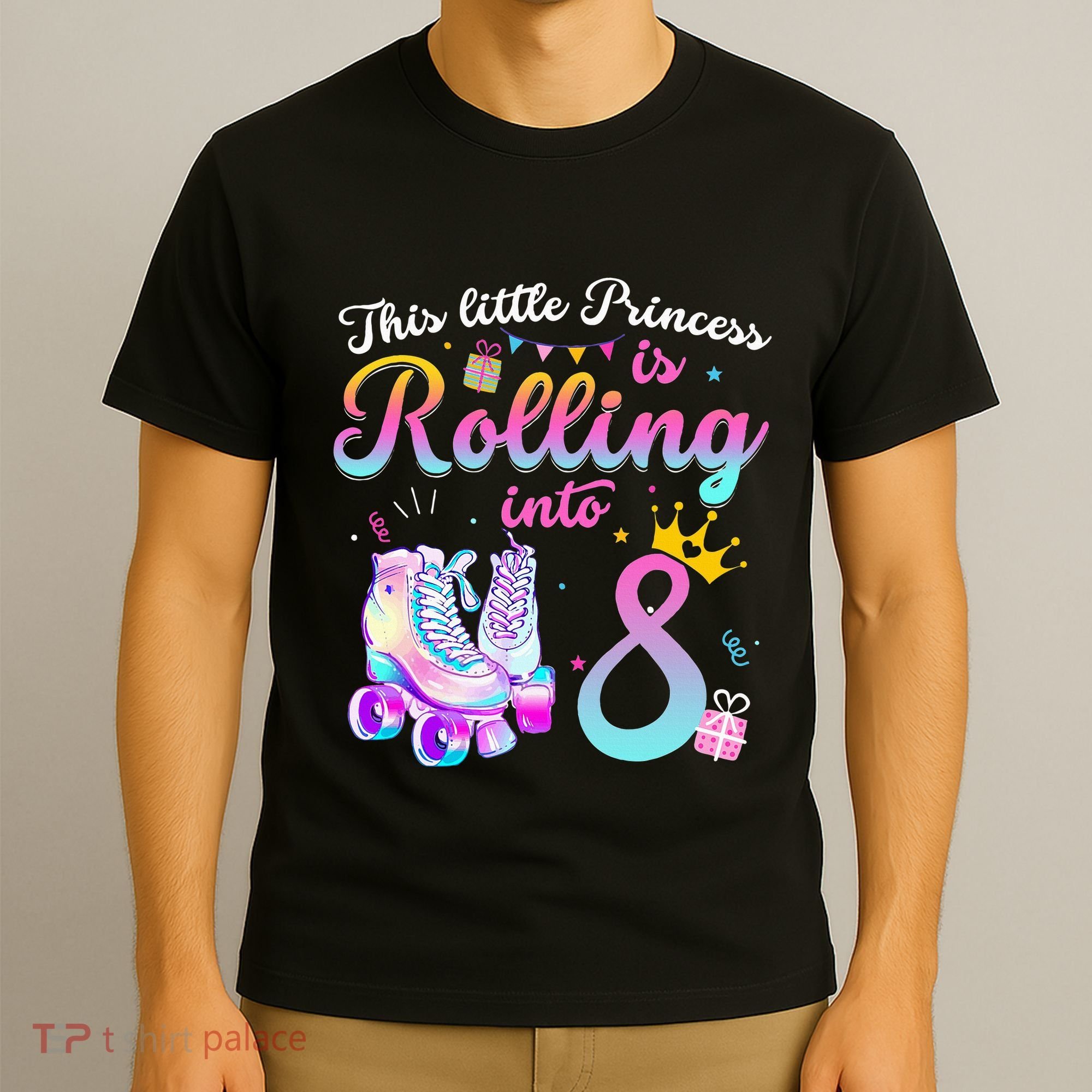Roller Skate 8th Birthday 8 Year Old Girl Party Outfit T-Shirt