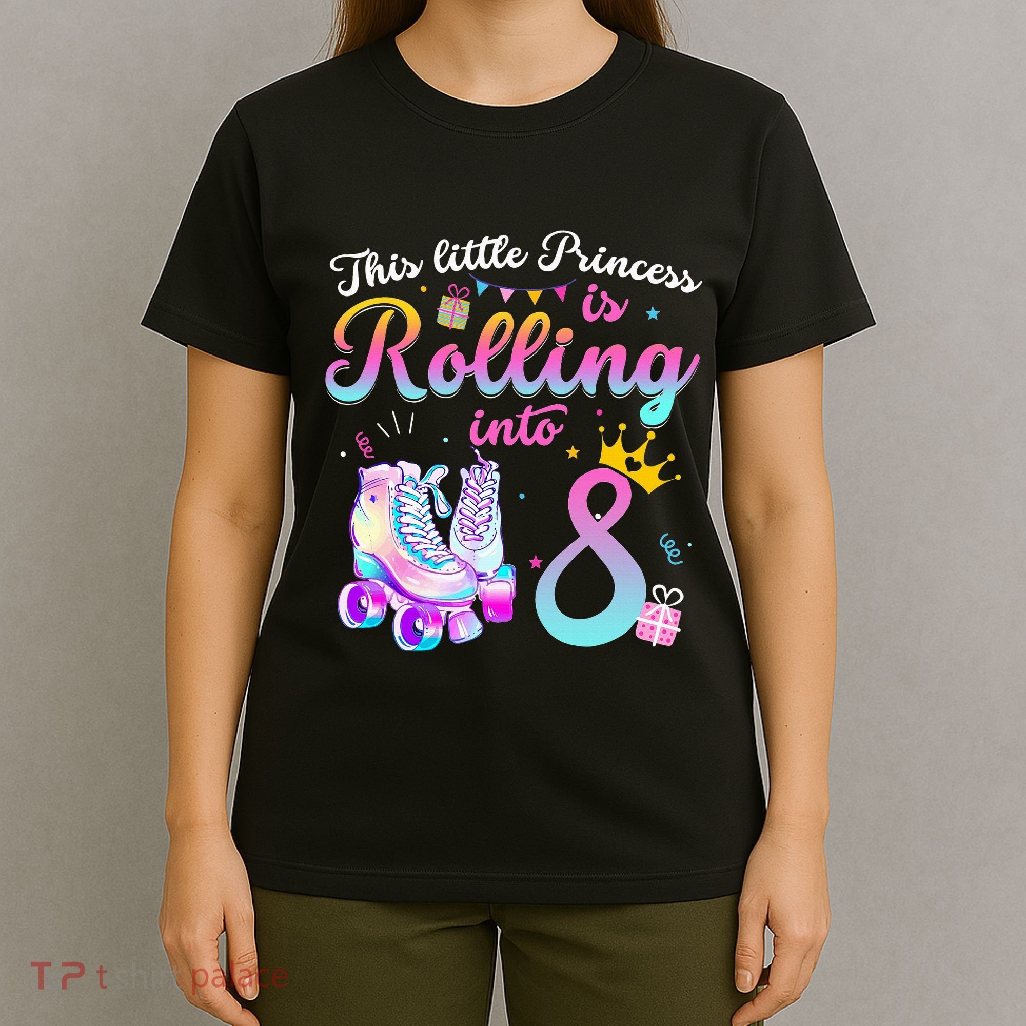 Roller Skate 8th Birthday 8 Year Old Girl Party Outfit T-Shirt